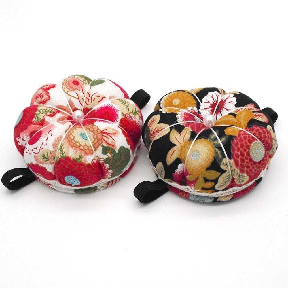 Sewing Pin Cushion - หมอนรองเข็มเย็บผ้ารูปฟักทอง ทำจากผ้าฝ้าย พร้อมสายรัดข้อมือแบบยืดหยุ่น สำหรับงาน DIY