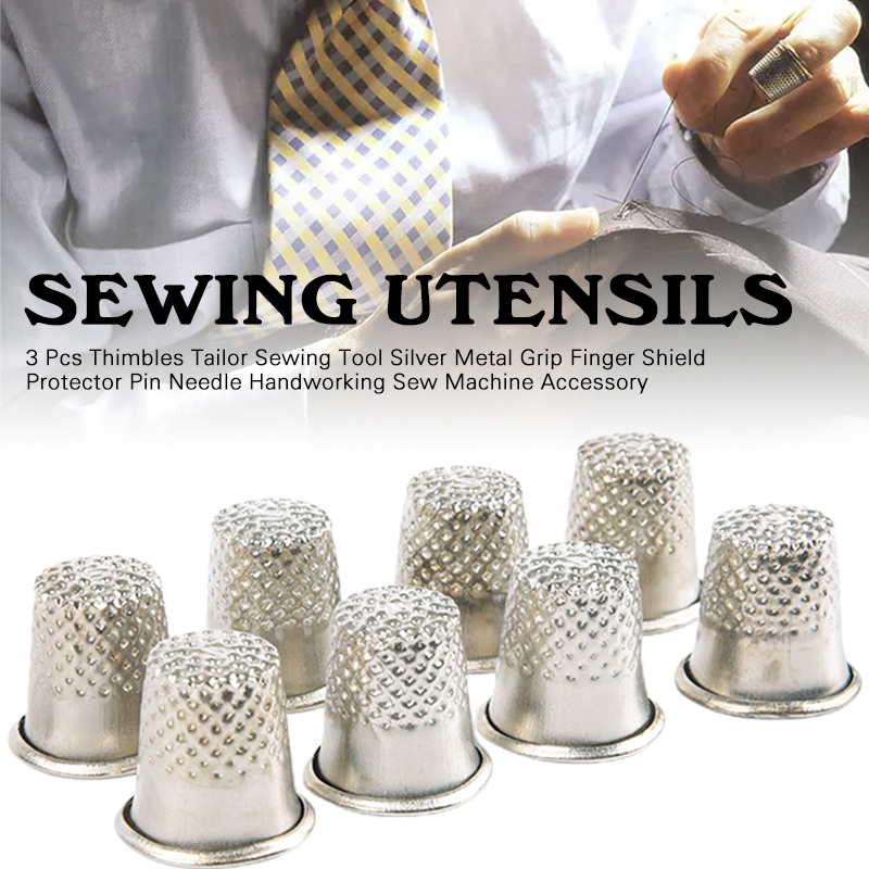 Sewing Pin Cushion - 3 ชิ้น Thimble โลหะเย็บ Thimbles มือตัด