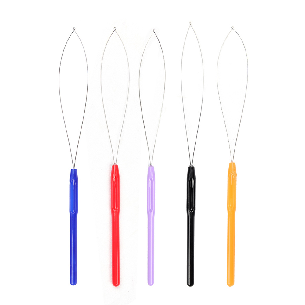 Needle Threader Tool - 5 PCS Hair EXTENSION LOOP เข็มดึงเครื่องมือตะขอและลูกปัดอุปกรณ์เครื่องมือ