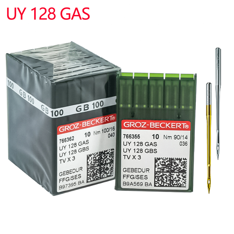 Needle Threader Tool - 100ชิ้นเข็มเครื่องเย็บผ้า GROZ-BECKERT UY128แก๊สสามเข็มเครื่องด้ายห้าเข็มชุบไทเทเนียมป้องกันความร้อนสูงเกินไป