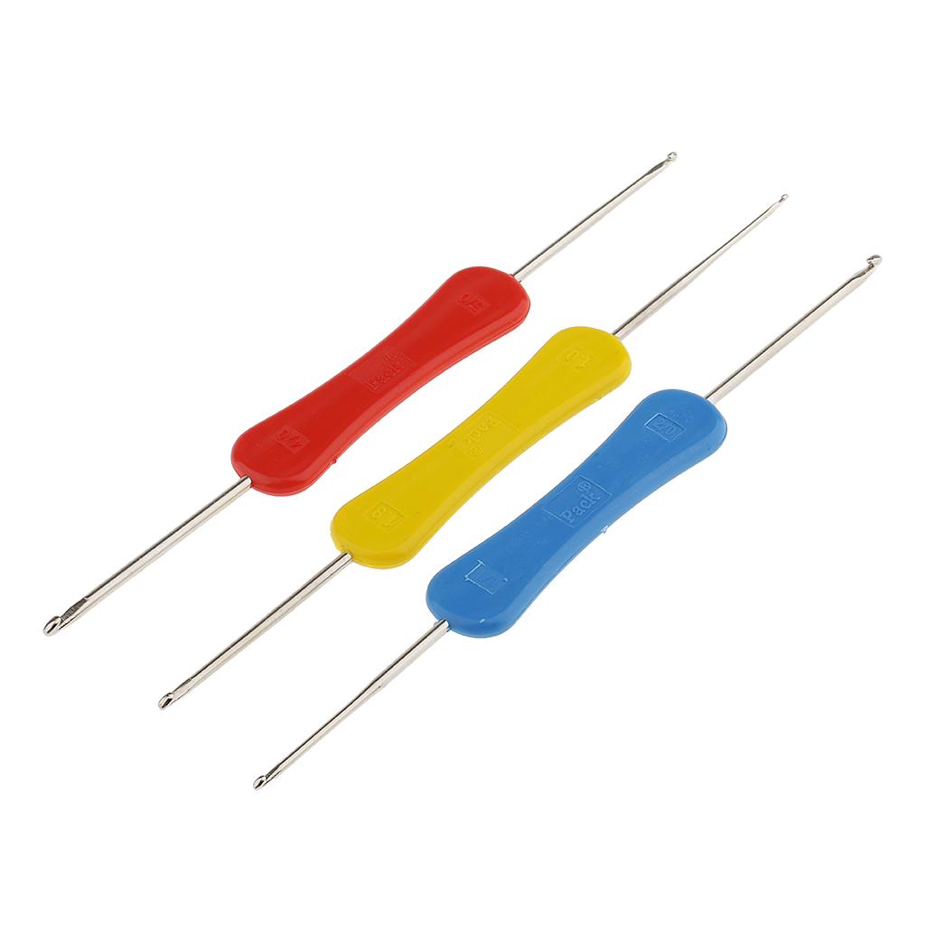 Textile Sewing Kit - 3 ผสม Double Ended Grip โครเชต์ตะขอเครื่องมือเย็บผ้าทําด้วยมือ