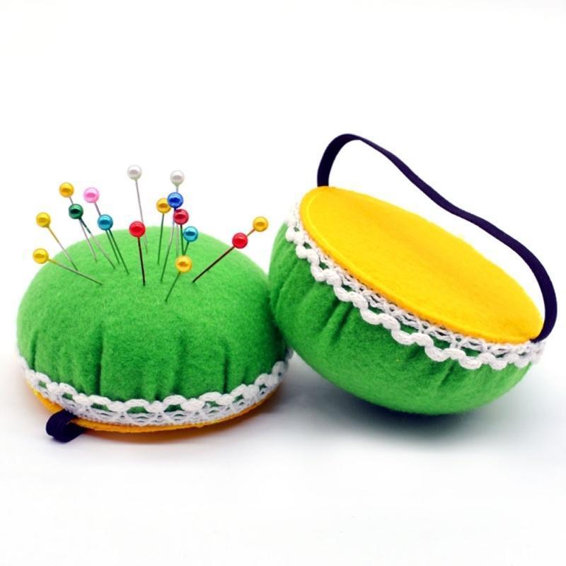 Sewing Pin Cushion - ปลอกหมอนรองเข็มผ้าฝ้าย 2 ชิ้น พร้อมขอบลูกไม้สีขาว อุปกรณ์เย็บผ้า