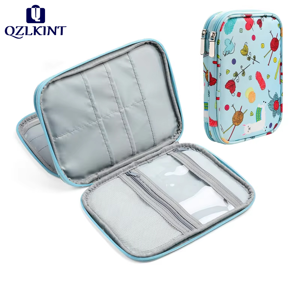 Textile Sewing Kit - เข็มถักเปล่ากรณีกระเป๋าเดินทางออแกไนเซอร์จัดเก็บกระเป๋าสําหรับเข็มถักแบบวงกลมและอุปกรณ์เสริมอื่นๆชุดกระเป๋า